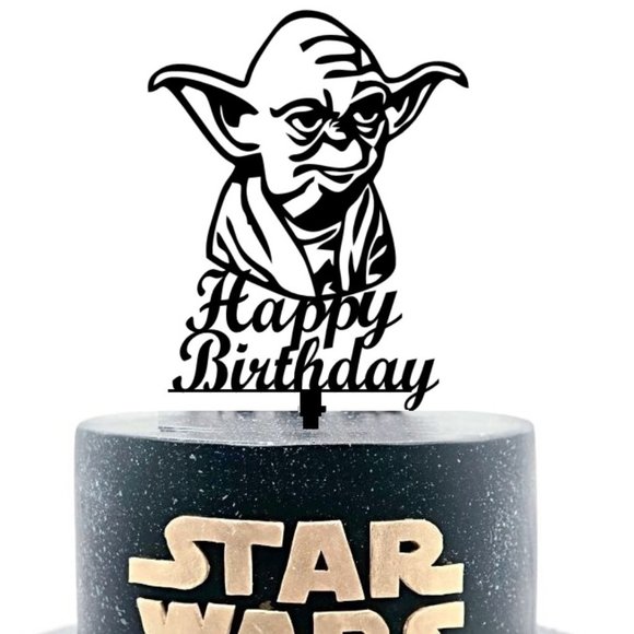 Large Acrylic Hand Painted Yoda Cake Topper - Picture 1 of 1